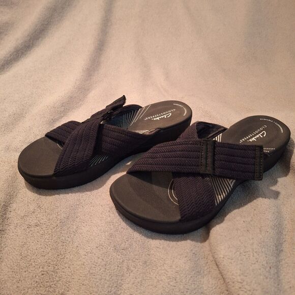 Clark's Cloudsteppers Arla Wave Women 8.5 Black Sandals Washable - Picture 5 of 8